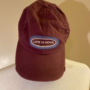 Life Is Good Burgundy Baseball Cap